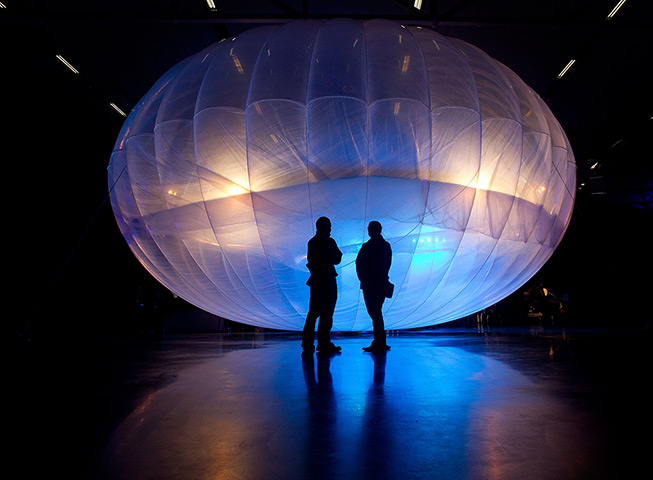 Google Project Loon balloon on display at Airforce Museum in Christchurch